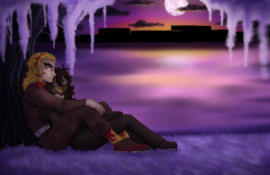 A 2-person painted scene! Priced at $48 ($43 + $5 for complex background/lighting!)